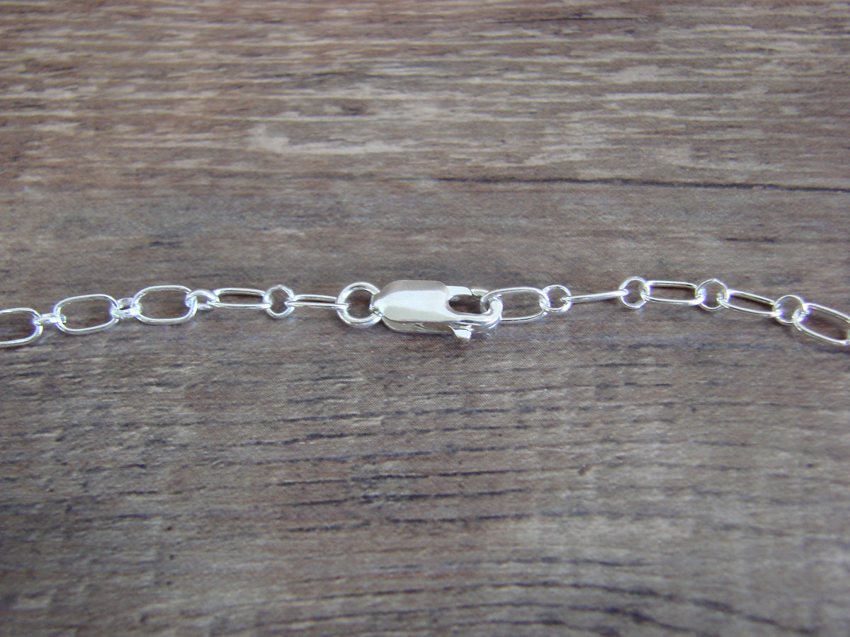 Native American Sterling Silver & White Buffalo Turquoise Link Necklace - Jack