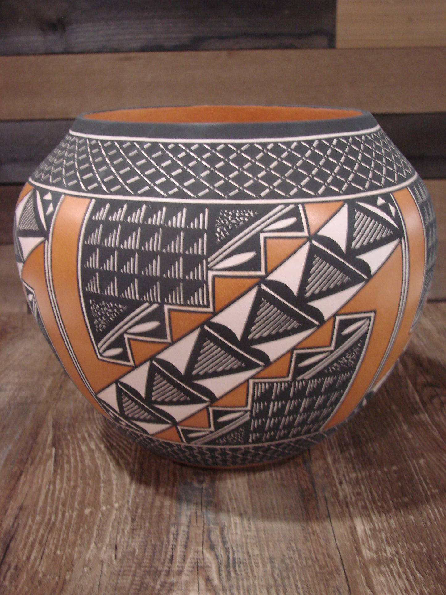 Native American Fine Line Hand Coiled Pottery by Terrance Chino Sr.