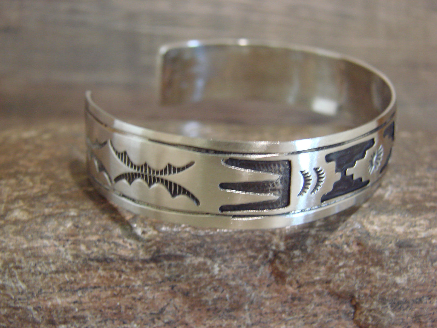 Native American Sterling Silver Petroglyph Bracelet by Begay