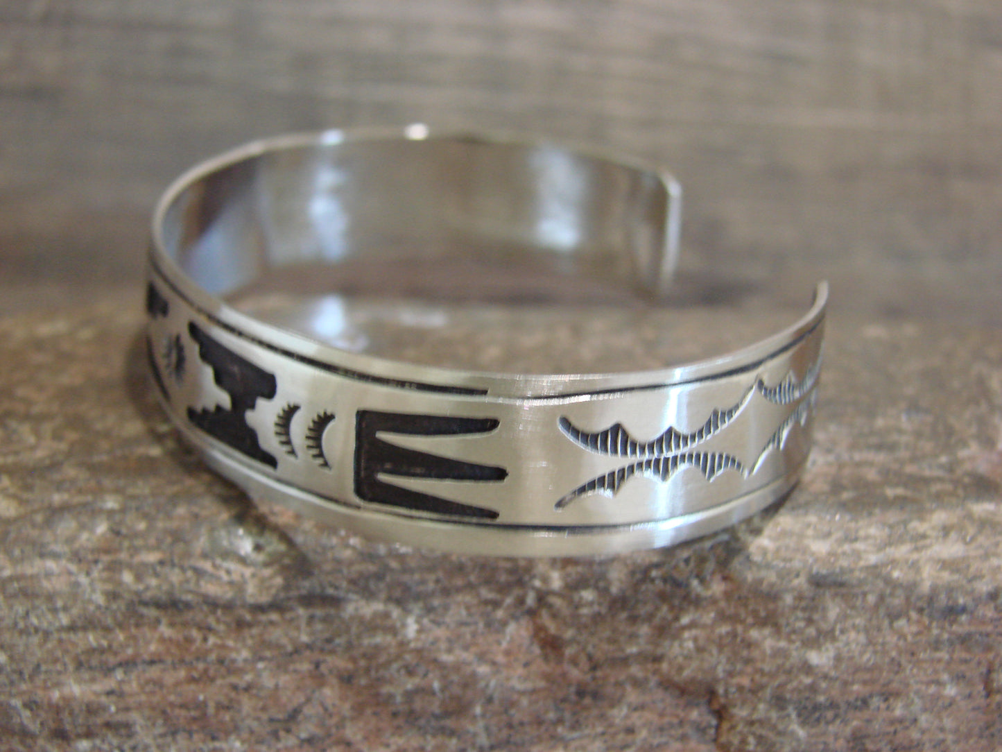 Native American Sterling Silver Petroglyph Bracelet by Begay
