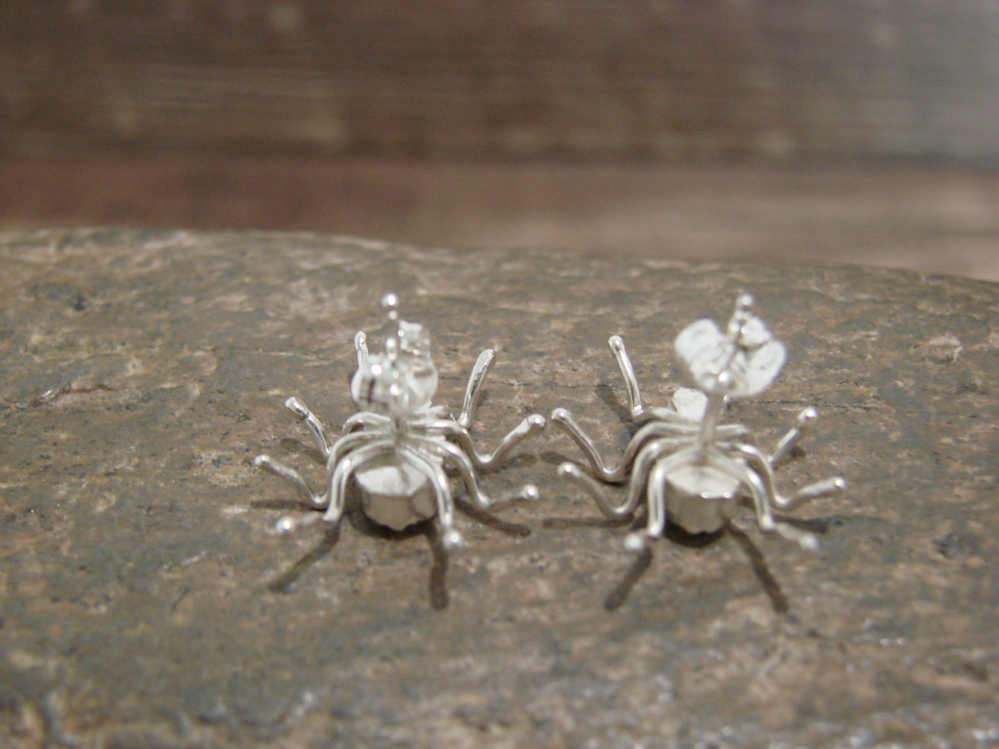 Native American Sterling Silver & Opal Spider Post Earrings - Garfield