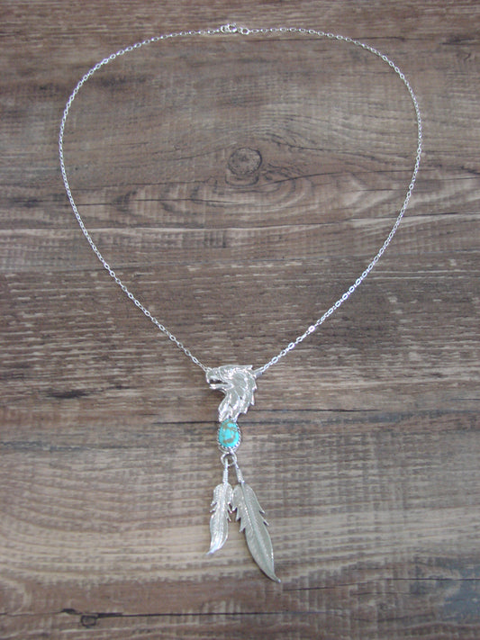 Native American Sterling Silver & Turquoise Eagle Necklace - Francisco