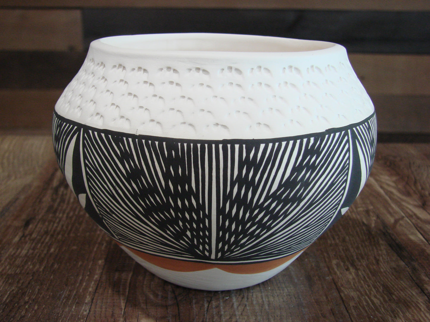 Native American Acoma Fine Line Hand Painted Pottery by B. Garcia