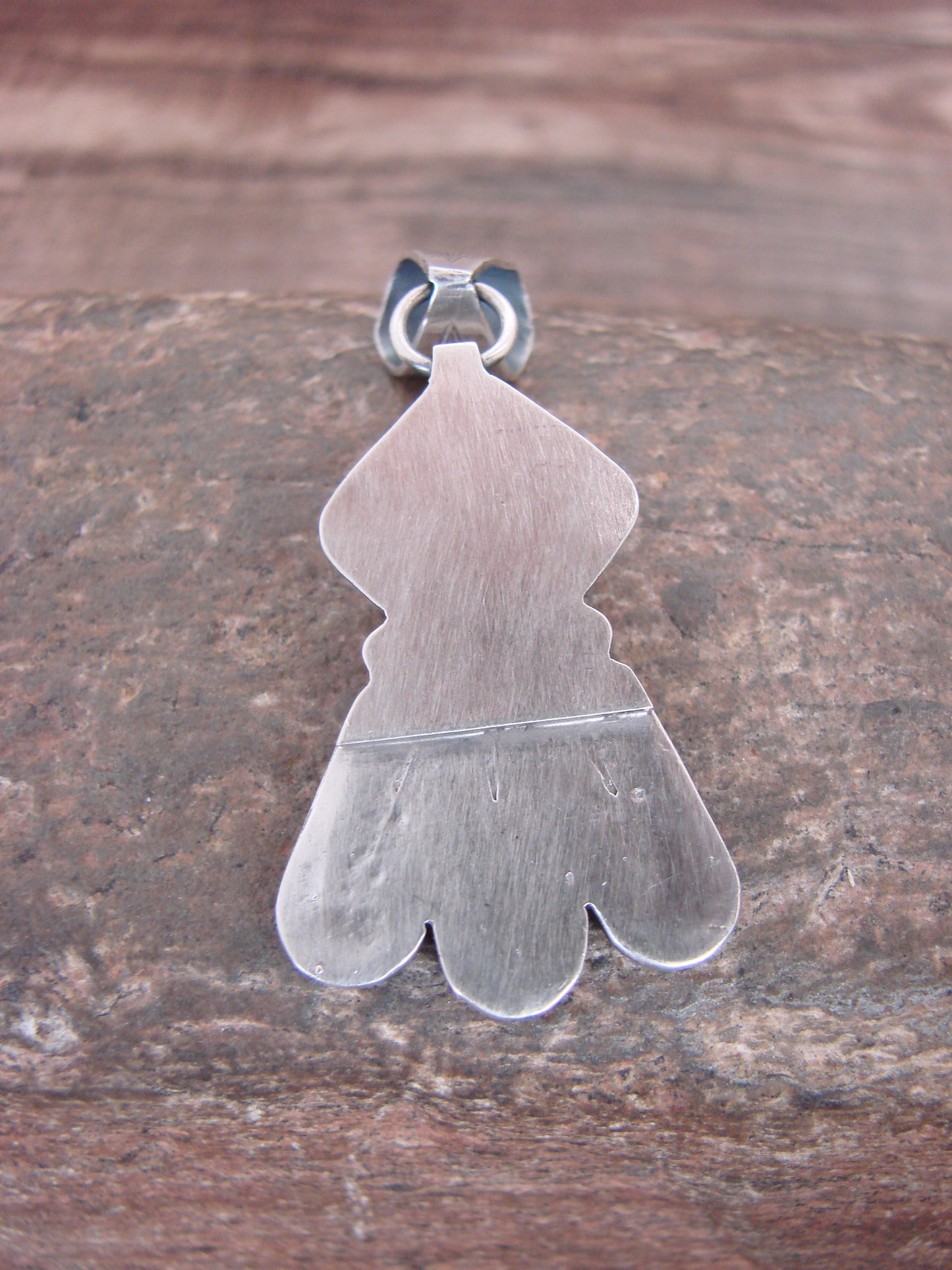 Native American Sterling Silver & Pink Conch Shell Feather Pendant by McCarthy