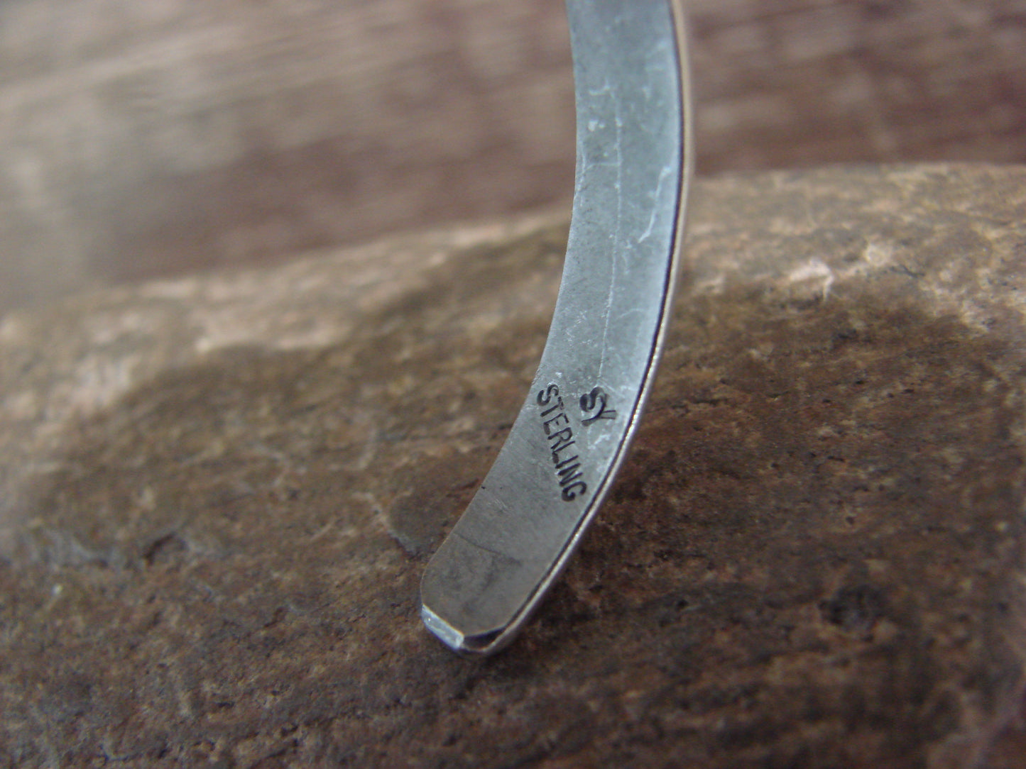 Native American Sterling Silver & Sonoran Turquoise Bracelet Signed SY