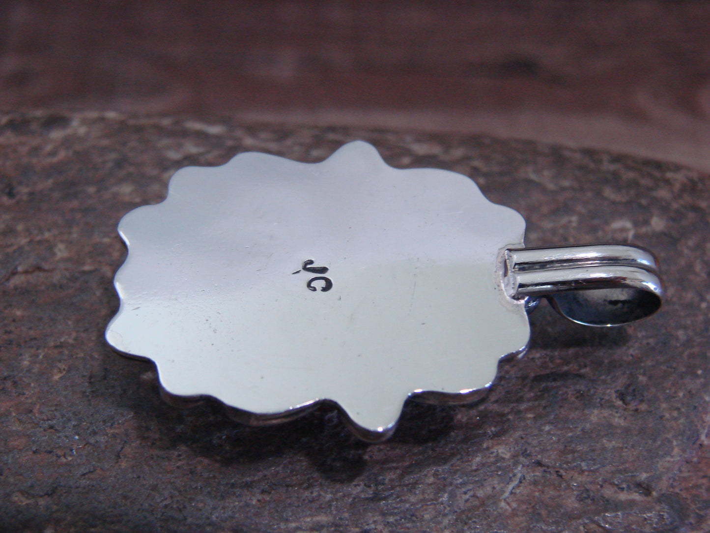 Native American Nickel Silver & Red Howlite Pendant - Cleveland