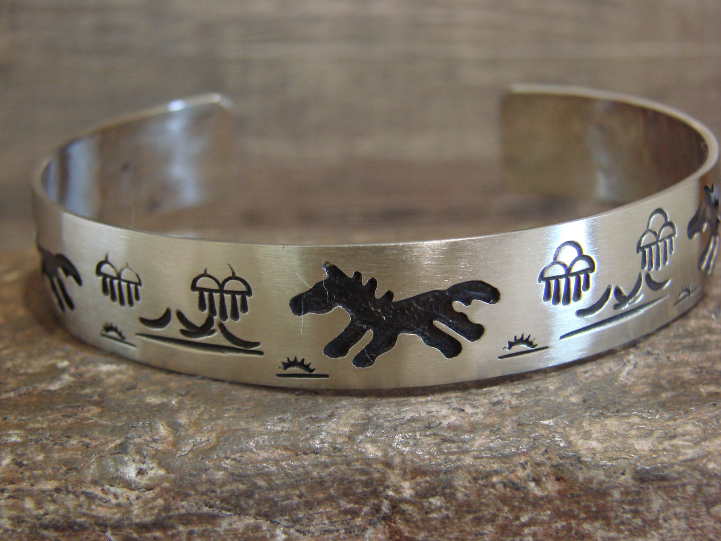 Native American Sterling Silver Horse Bracelet by Begay