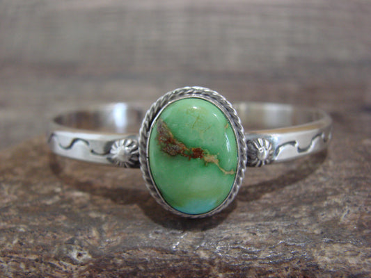 Native American Sterling Silver & Sonoran Turquoise Bracelet Signed SY