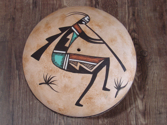 Native American Hand Painted Acoma Flute Player Pottery Signed WB