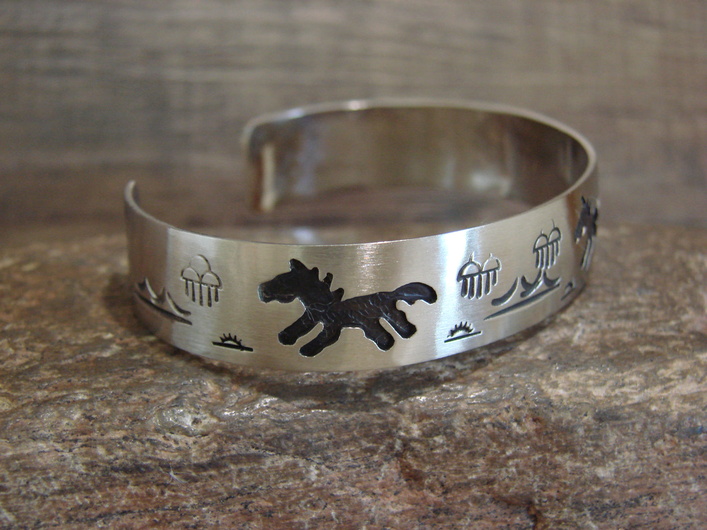 Native American Sterling Silver Horse Bracelet by Begay