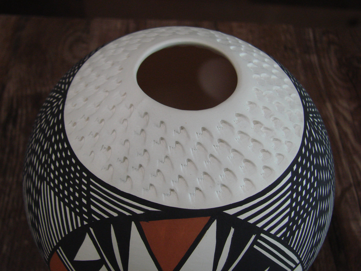 Native American Acoma Fine Line Hand Painted Pottery by B. Garcia