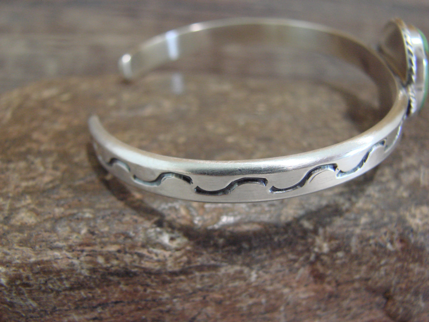 Native American Sterling Silver & Sonoran Turquoise Bracelet Signed SY