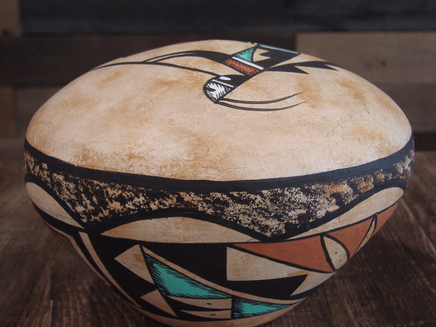 Native American Hand Painted Acoma Flute Player Pottery Signed WB