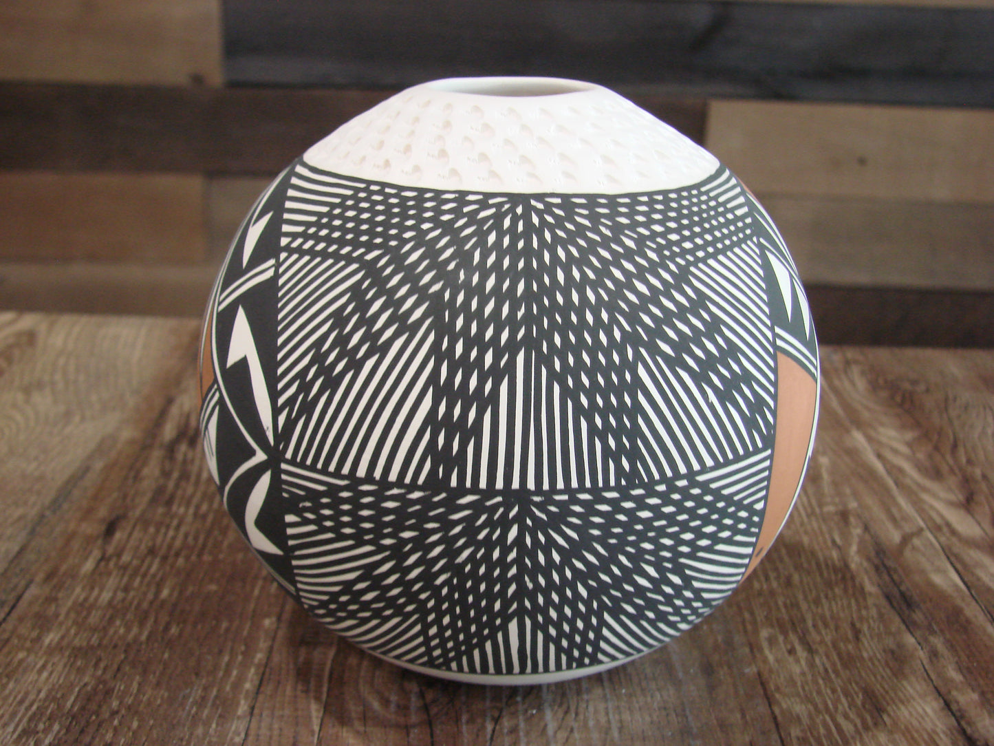 Native American Acoma Fine Line Hand Painted Pottery by B. Garcia