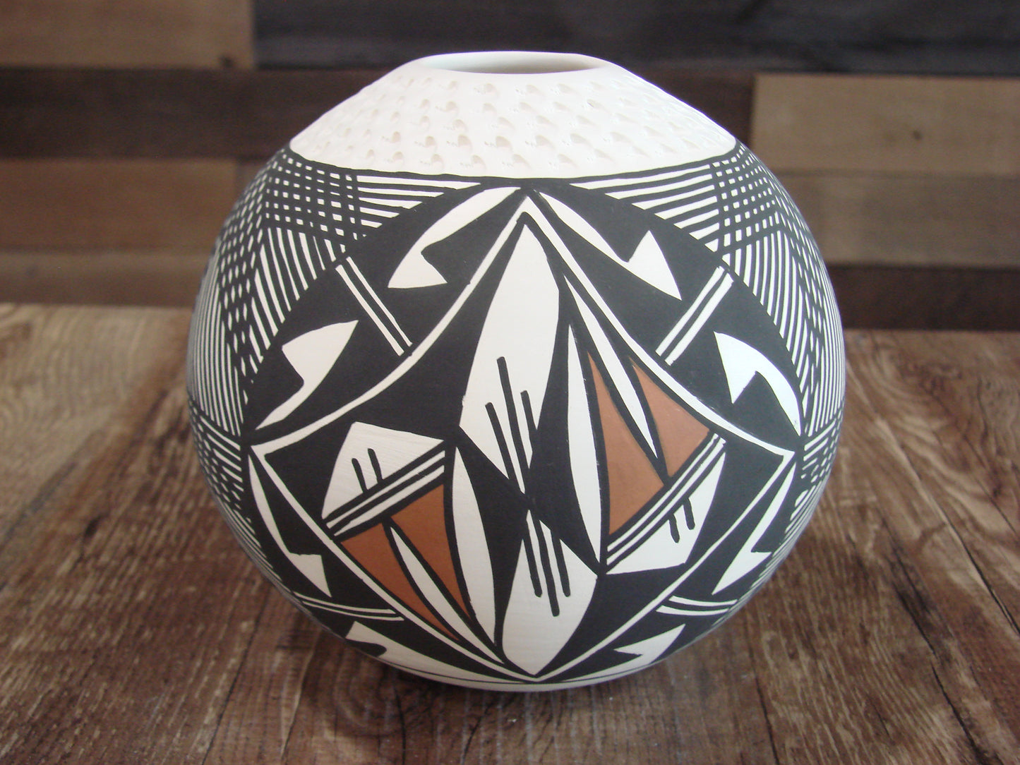 Native American Acoma Fine Line Hand Painted Pottery by B. Garcia