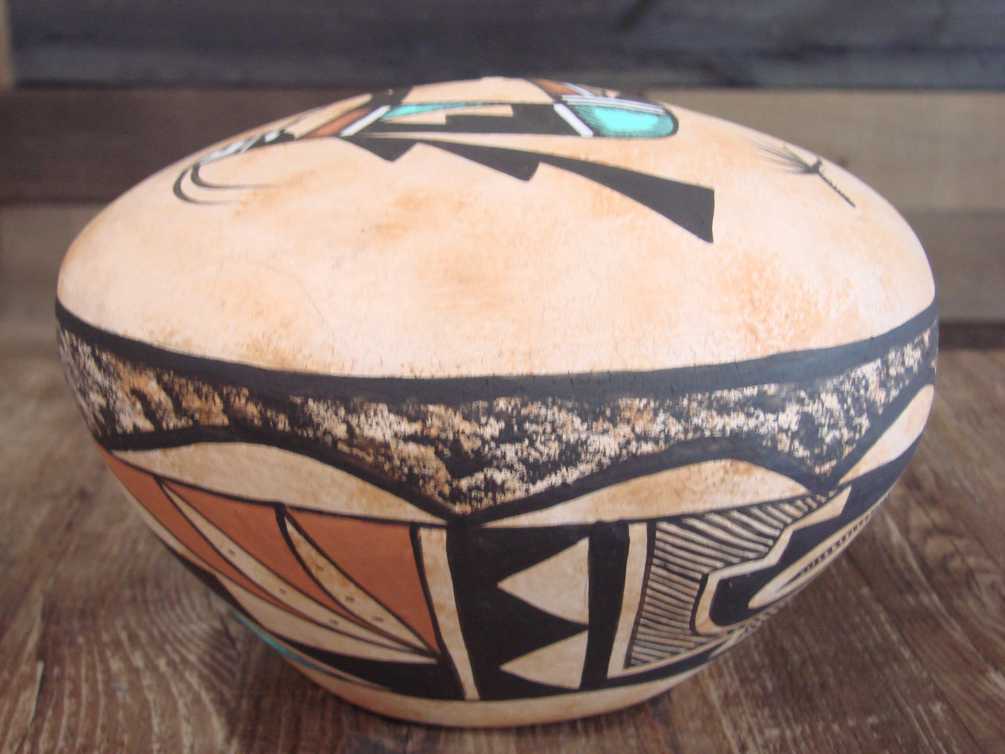 Native American Hand Painted Acoma Flute Player Pottery Signed WB