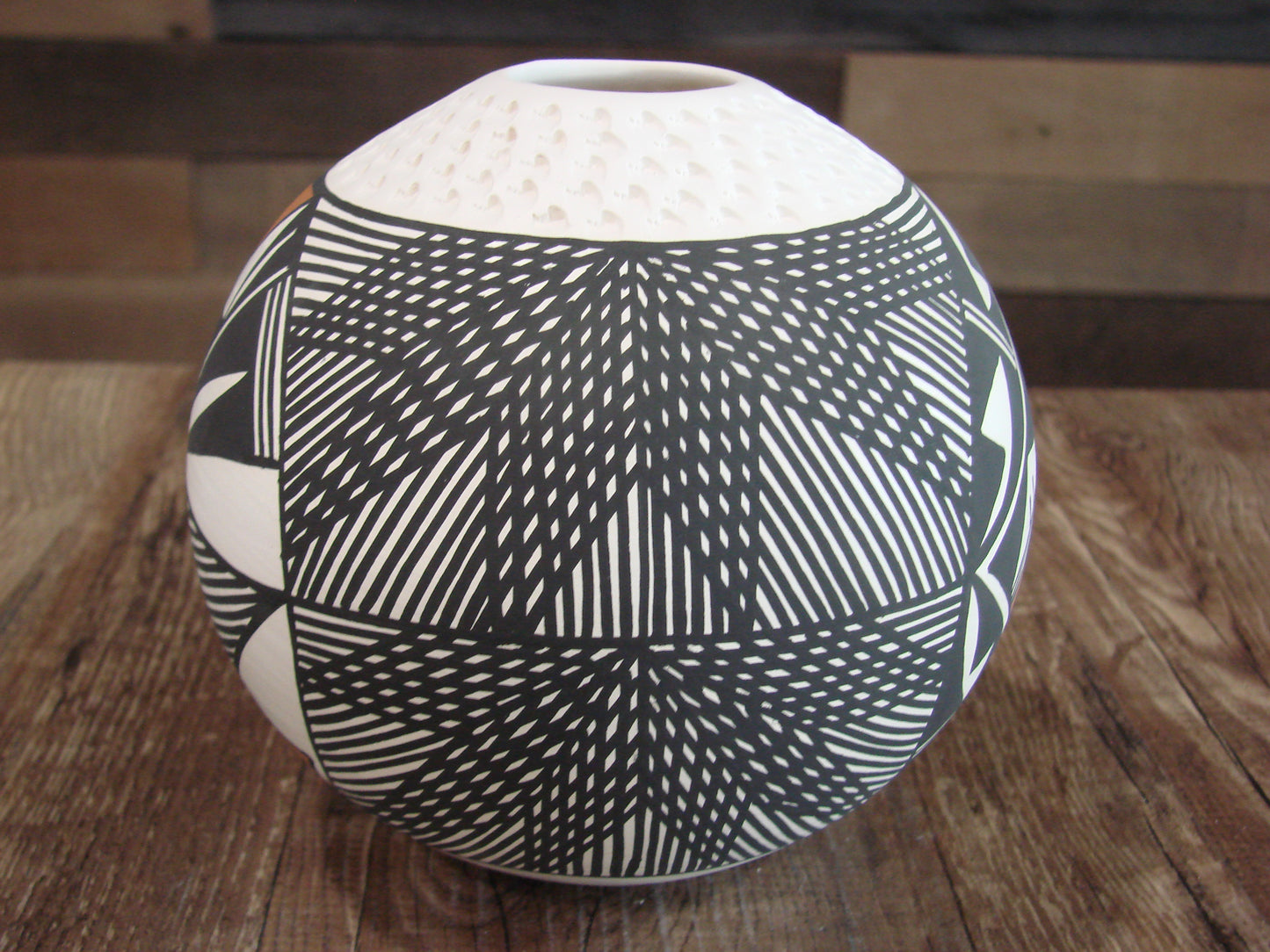 Native American Acoma Fine Line Hand Painted Pottery by B. Garcia