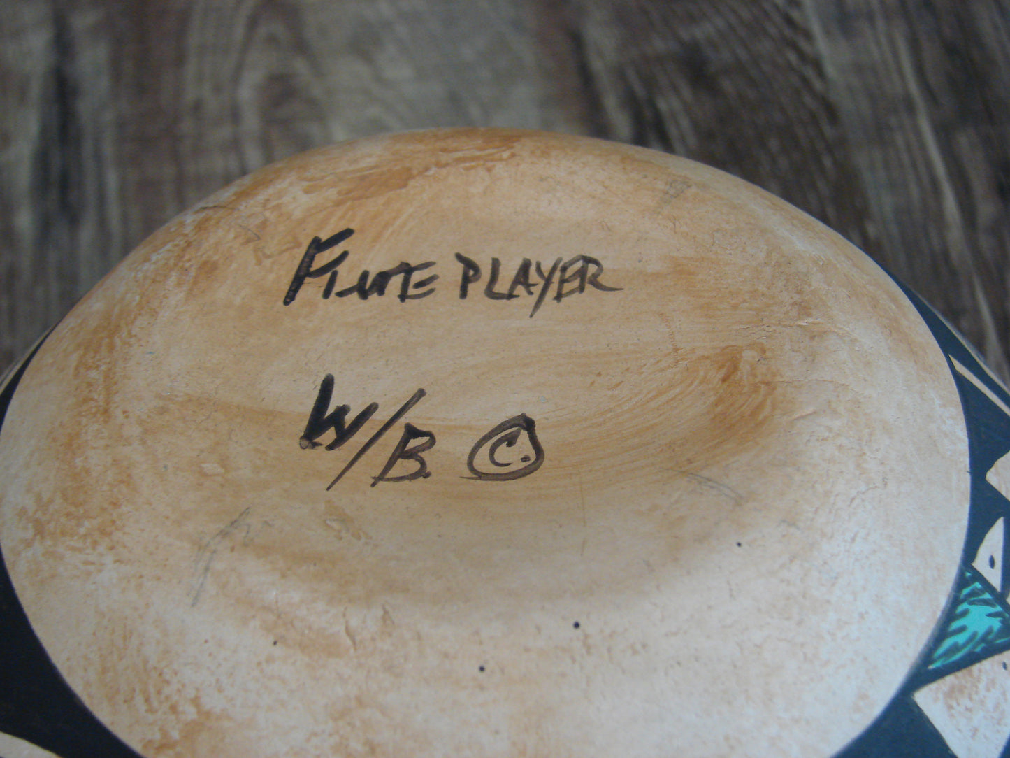 Native American Hand Painted Acoma Flute Player Pottery Signed WB