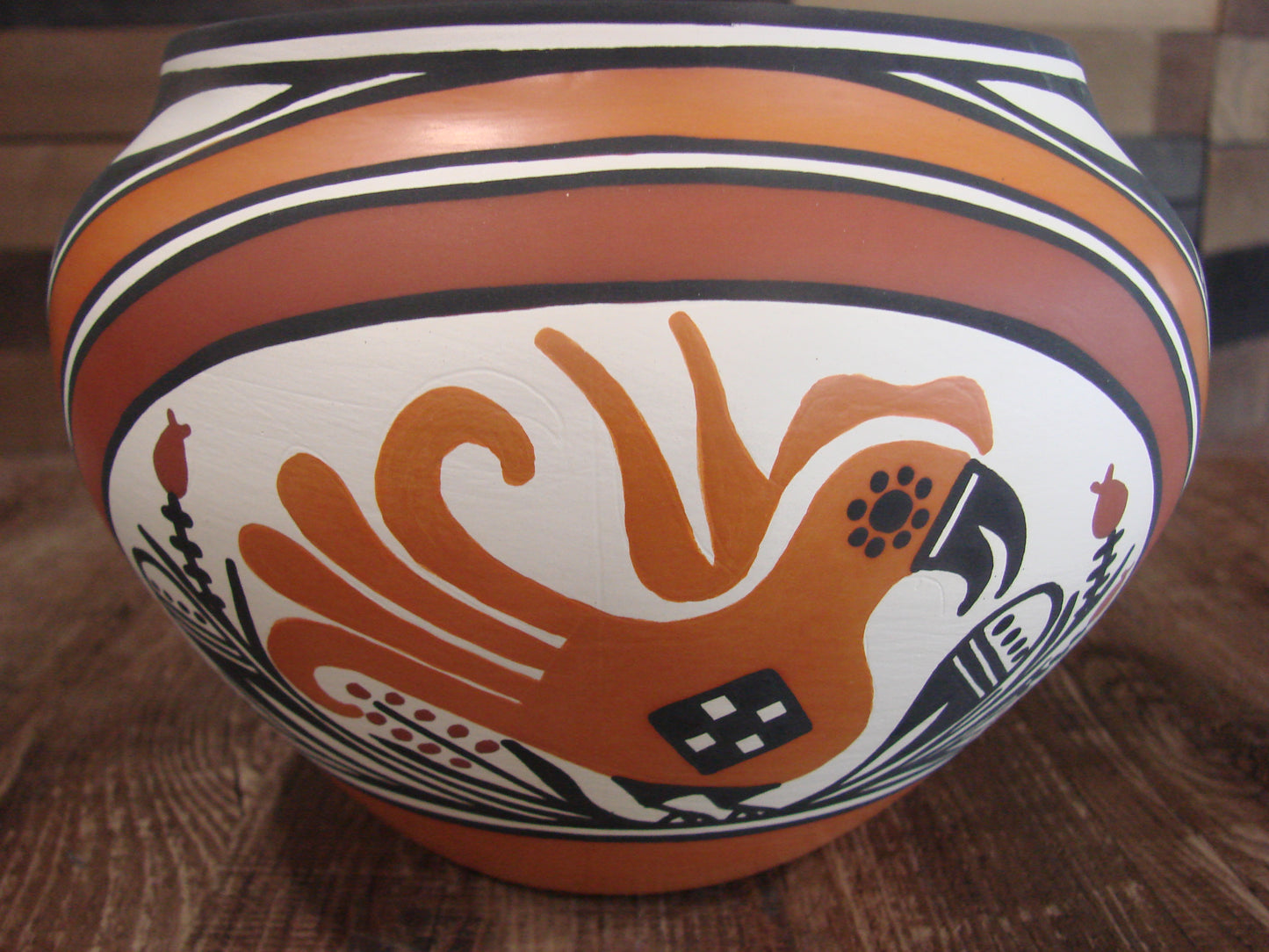 Native American Fine Line Hand Painted Pottery by L. Joe