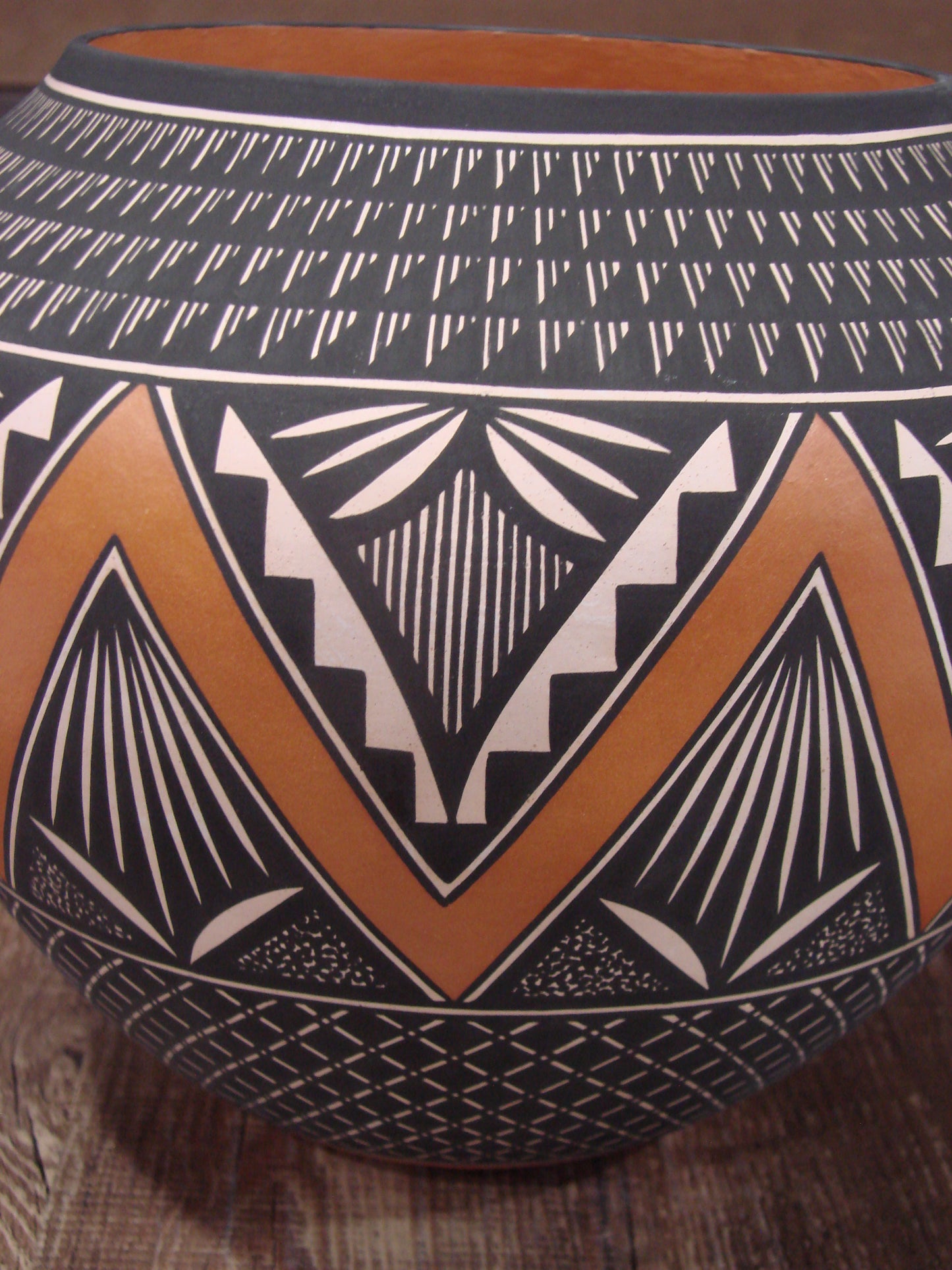 Native American Fine Line Hand Coiled Pottery by Terrance Chino Sr.