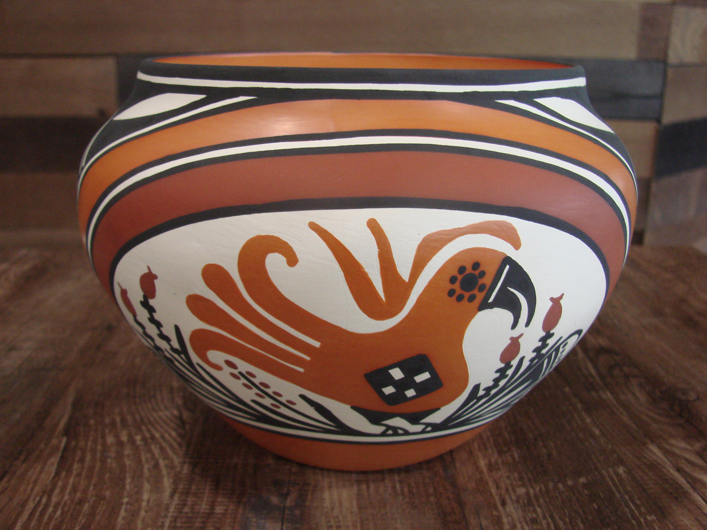 Native American Fine Line Hand Painted Pottery by L. Joe
