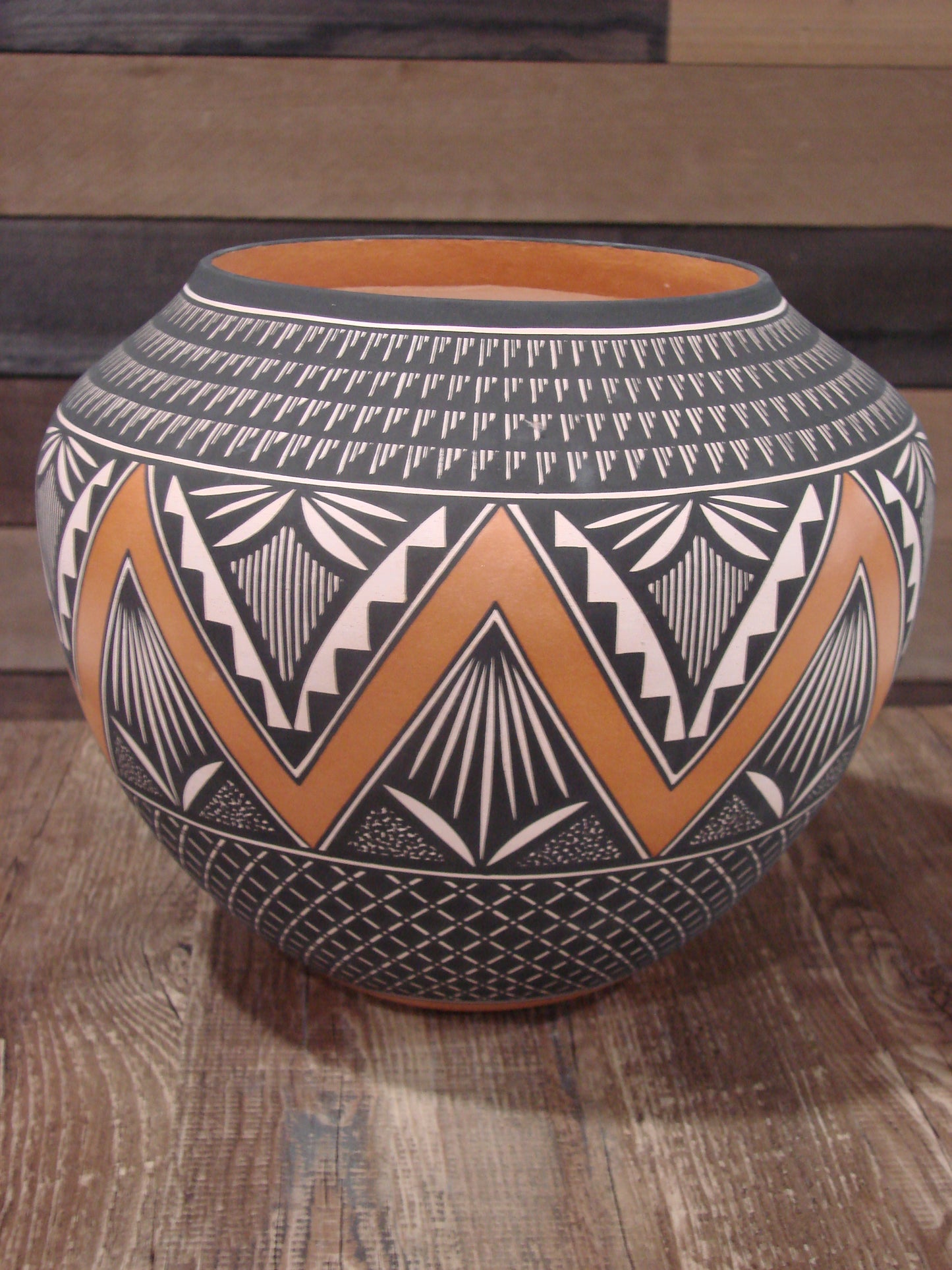 Native American Fine Line Hand Coiled Pottery by Terrance Chino Sr.