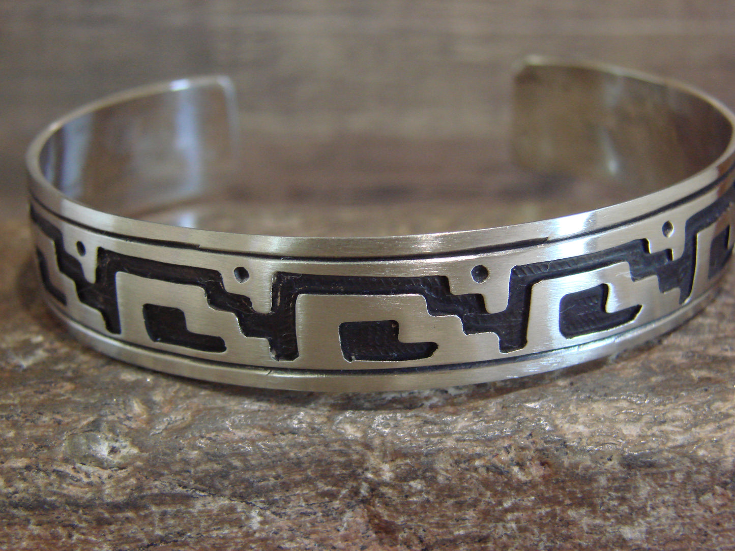 Native American Sterling Silver Petroglyph Bracelet by Begay