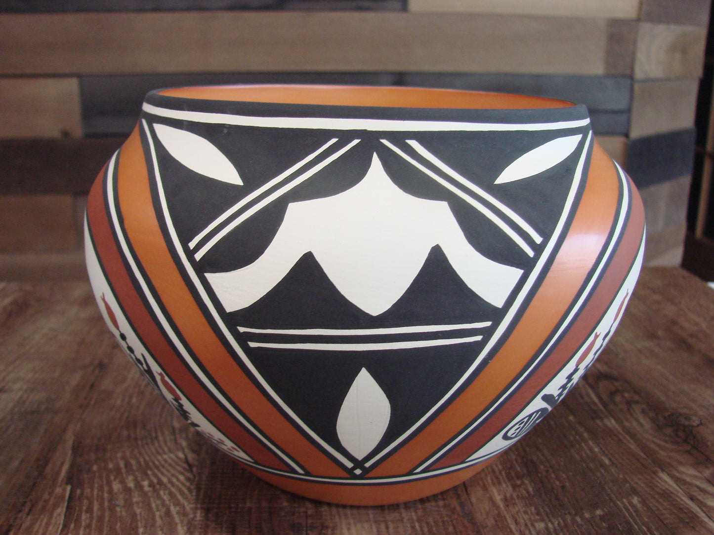 Native American Fine Line Hand Painted Pottery by L. Joe