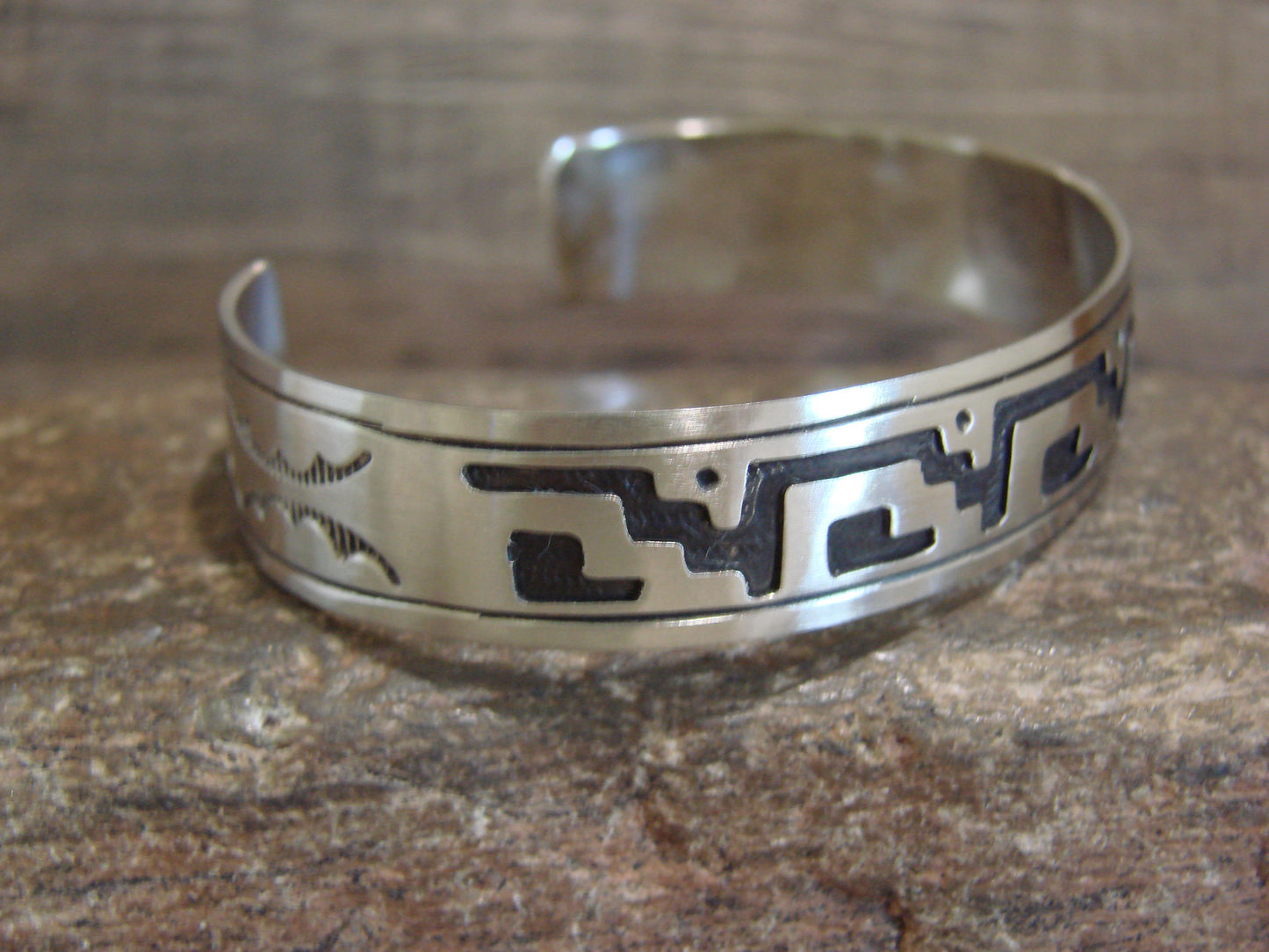 Native American Sterling Silver Petroglyph Bracelet by Begay
