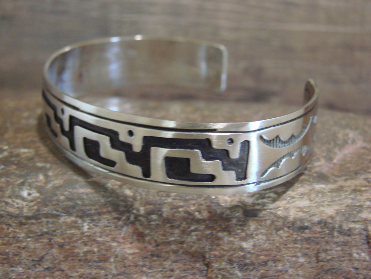 Native American Sterling Silver Petroglyph Bracelet by Begay