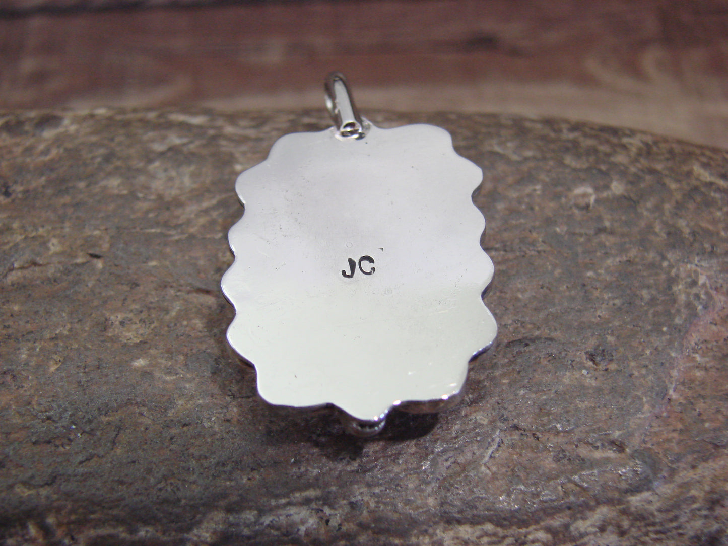 Native American Nickel Silver & Red Howlite Pendant - Cleveland