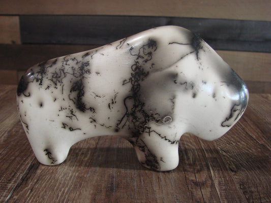 Native American Navajo Pottery Horse Hair Buffalo Sculpture by Vail