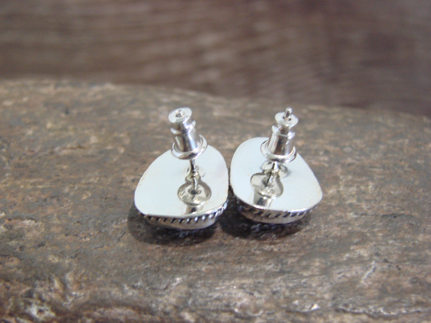 Native American Sterling Silver Purple Spiny Oyster Post Earrings by McCarthy
