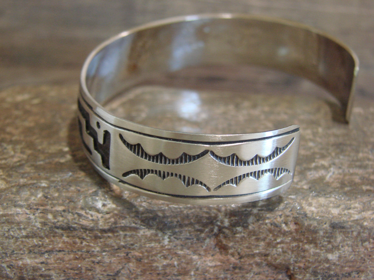 Native American Sterling Silver Petroglyph Bracelet by Begay