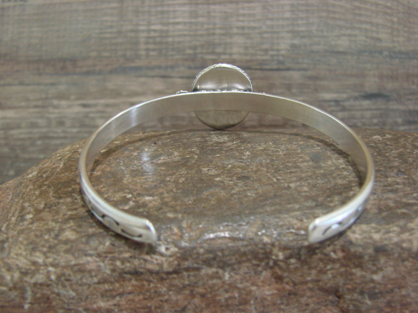 Native American Sterling Silver & Sonoran Turquoise Bracelet Signed SY