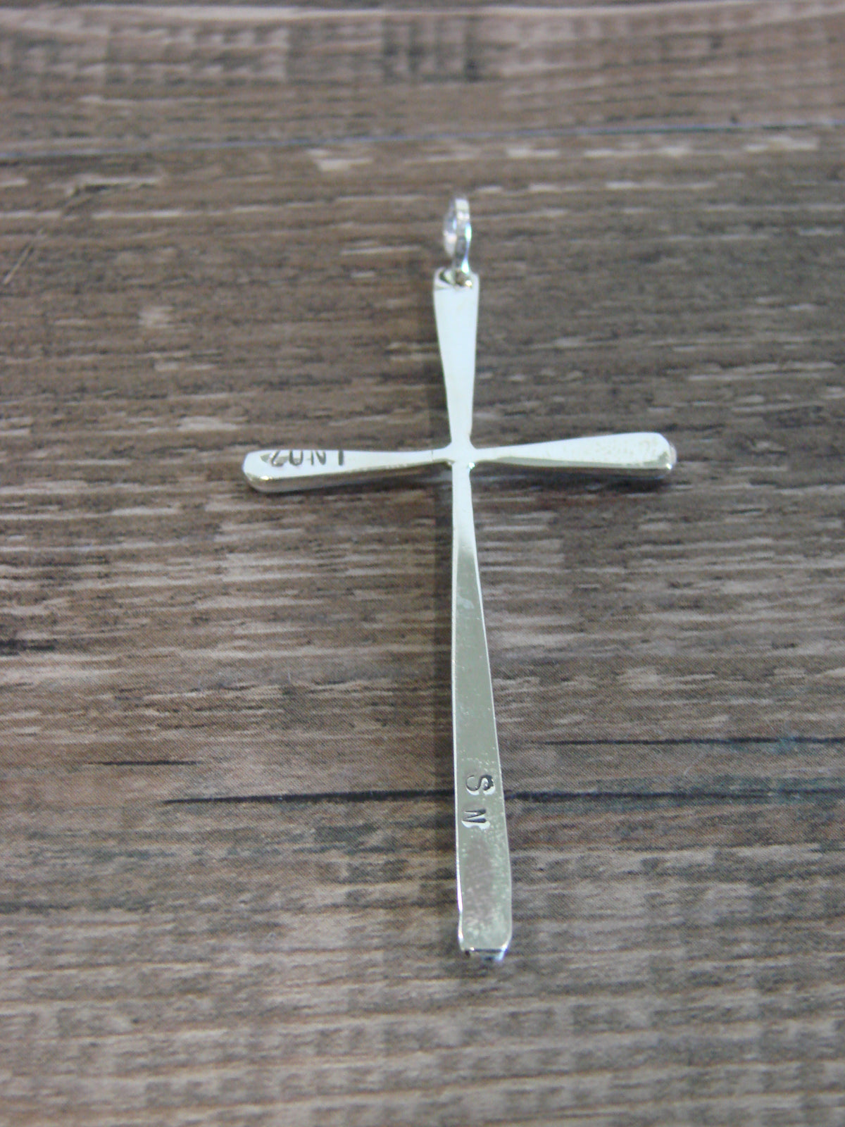 Native American Sterling Silver Multi Stone Inlay Cross Pendant by Noche