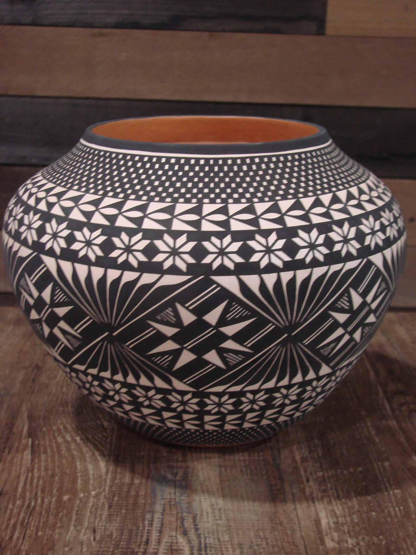 Native American Fine Line Hand Coiled Pottery by Terrance Chino Sr.