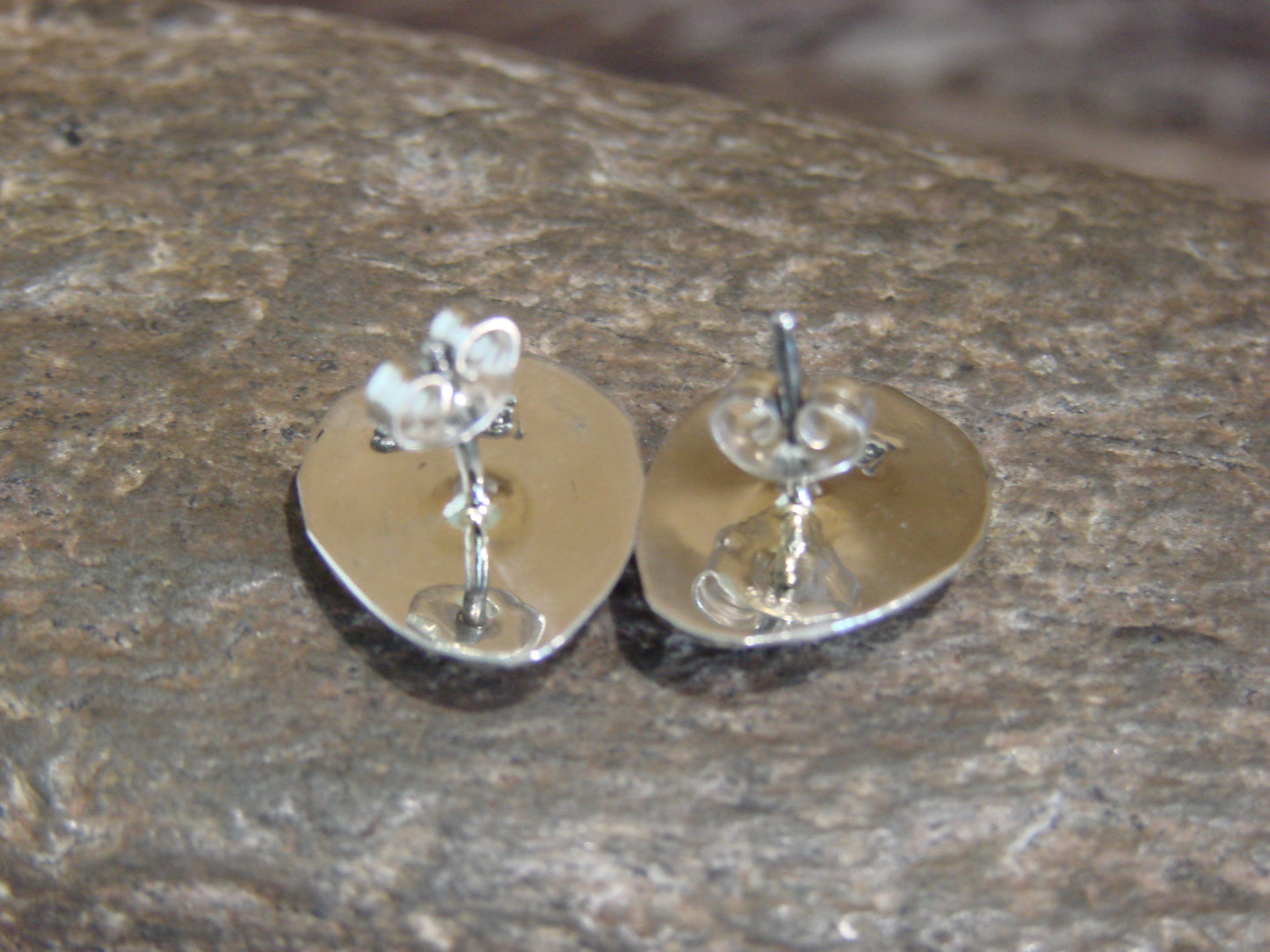 Native American Sterling Silver & Denim Lapis Bear Paw Stud Post Earrings - Parker