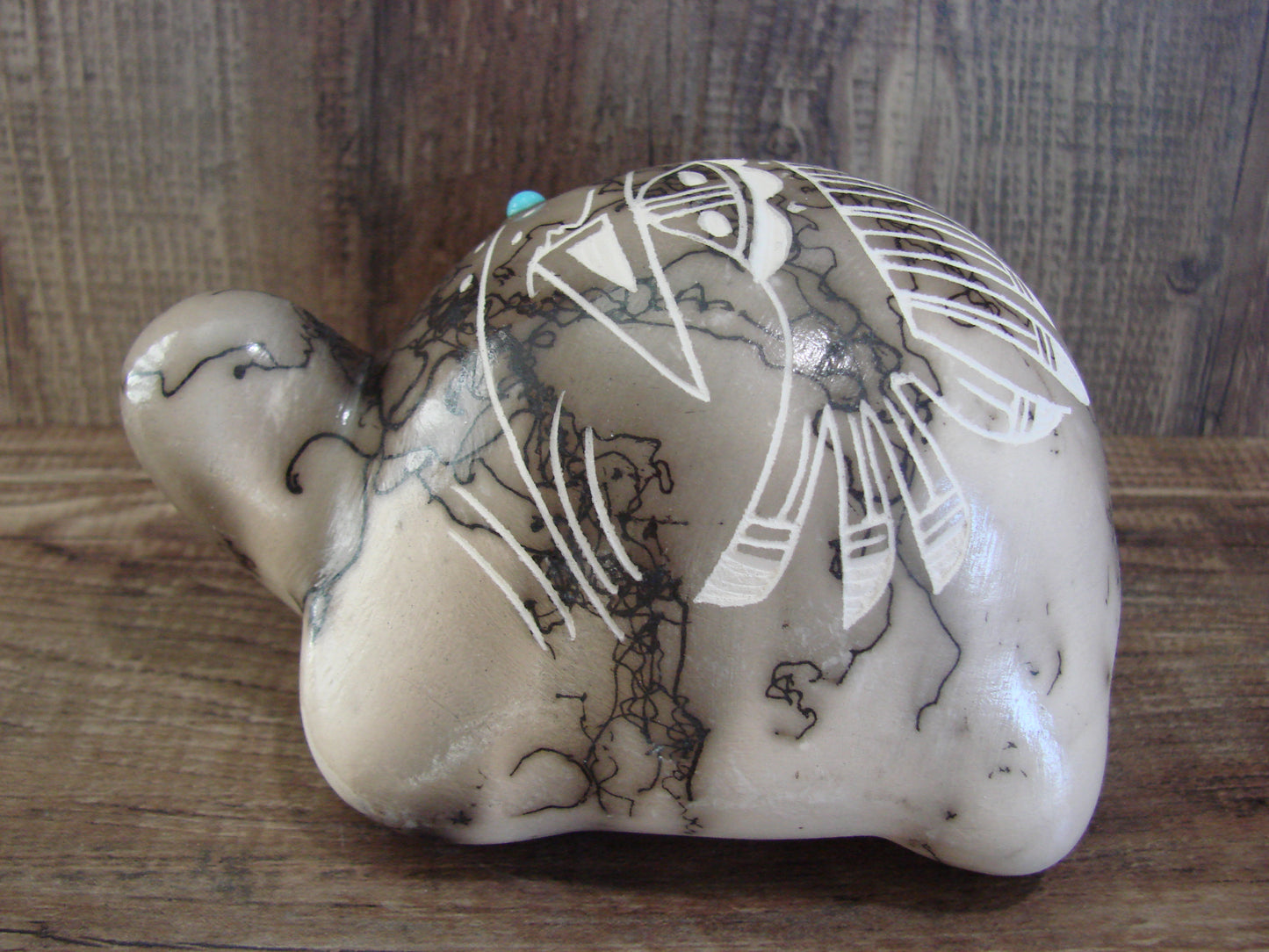 Native American Navajo Indian Pottery Horse Hair Turtle Sculpture by Vail