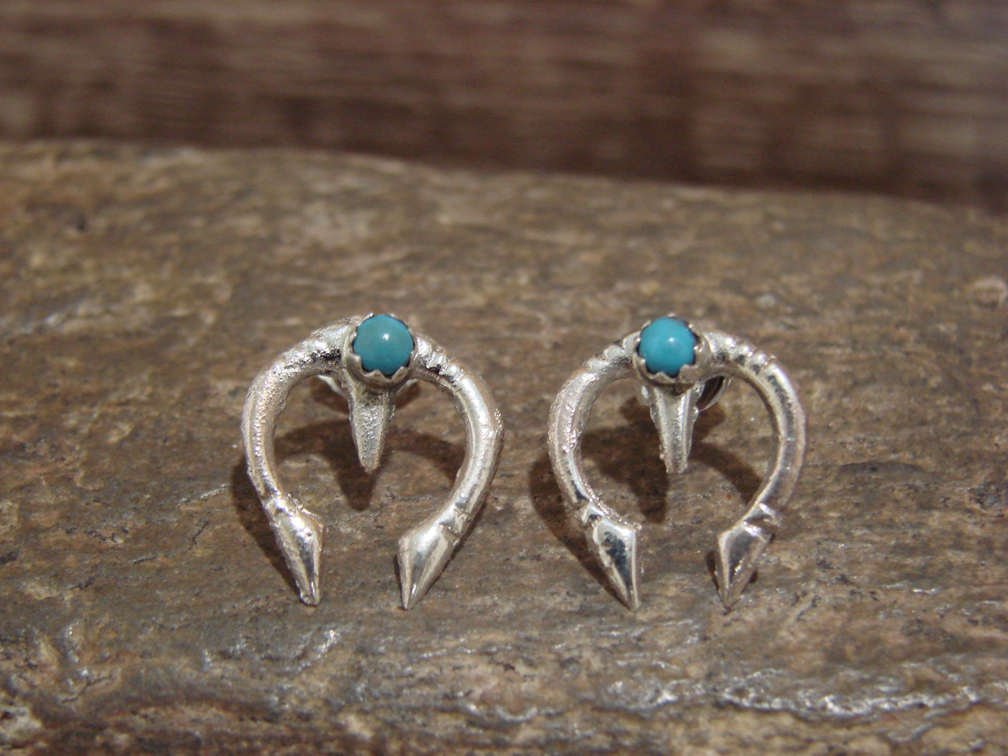 Native American Sterling Silver & Turquoise Naja Post Earrings - Bitsie