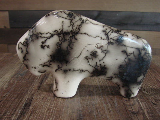 Native American Navajo Pottery Horse Hair Buffalo Sculpture by Vail