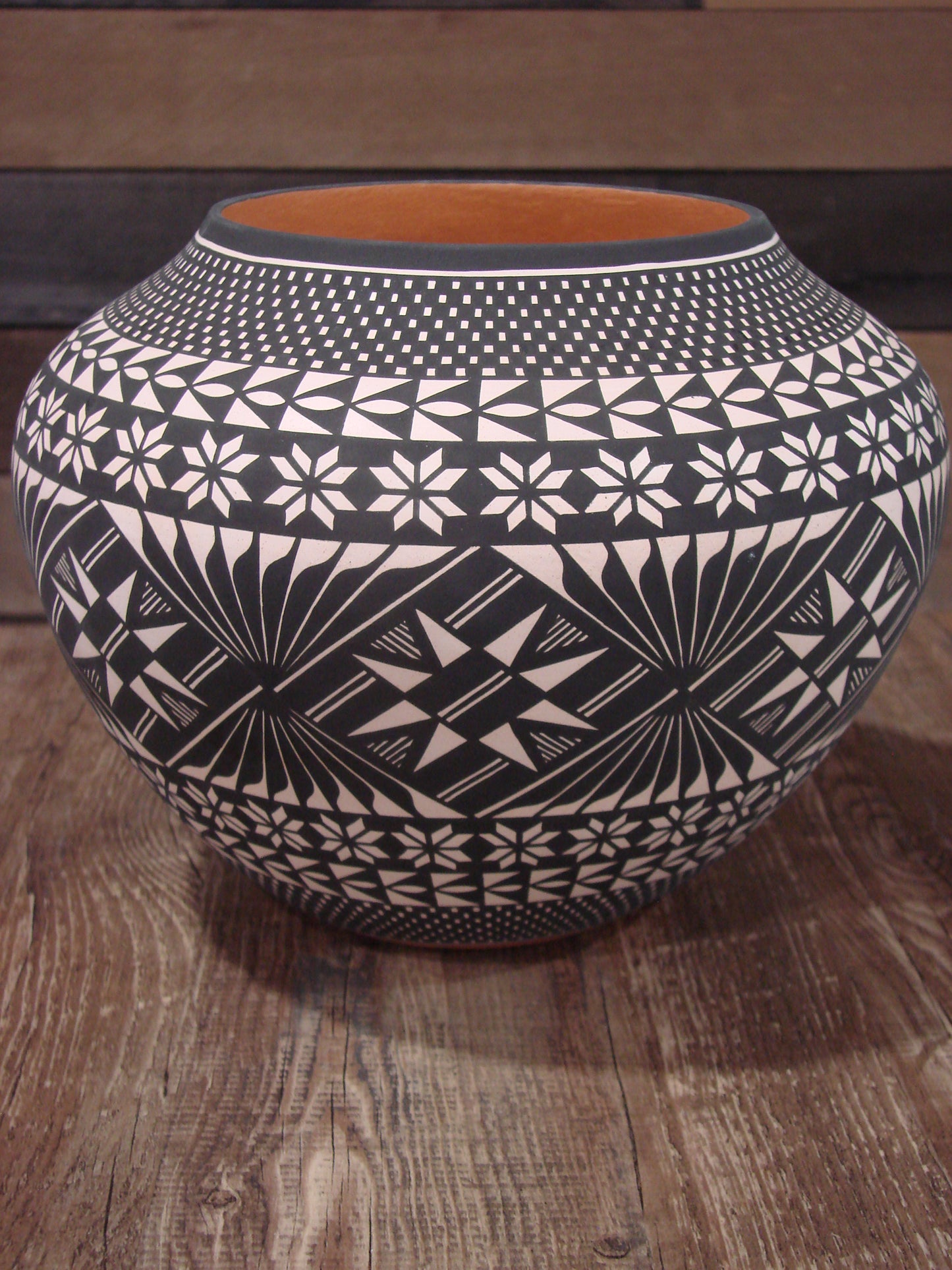 Native American Fine Line Hand Coiled Pottery by Terrance Chino Sr.