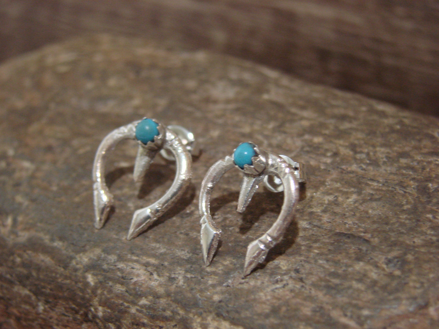 Native American Sterling Silver & Turquoise Naja Post Earrings - Bitsie