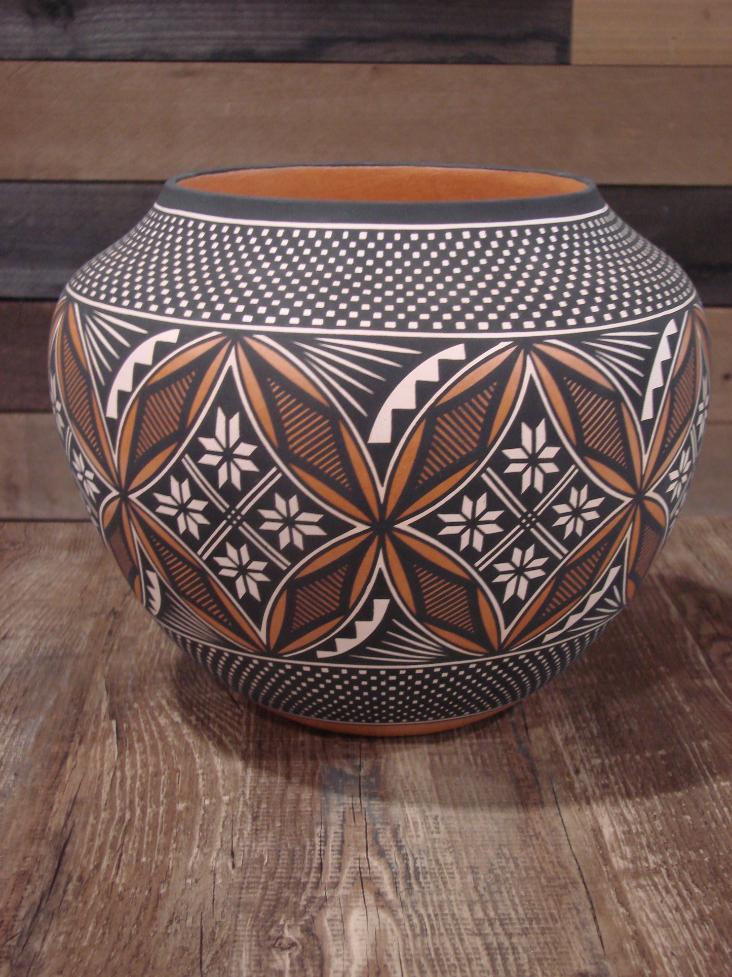 Native American Fine Line Hand Coiled Pottery by Terrance Chino Sr.