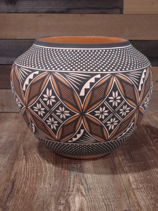 Native American Fine Line Hand Coiled Pottery by Terrance Chino Sr.