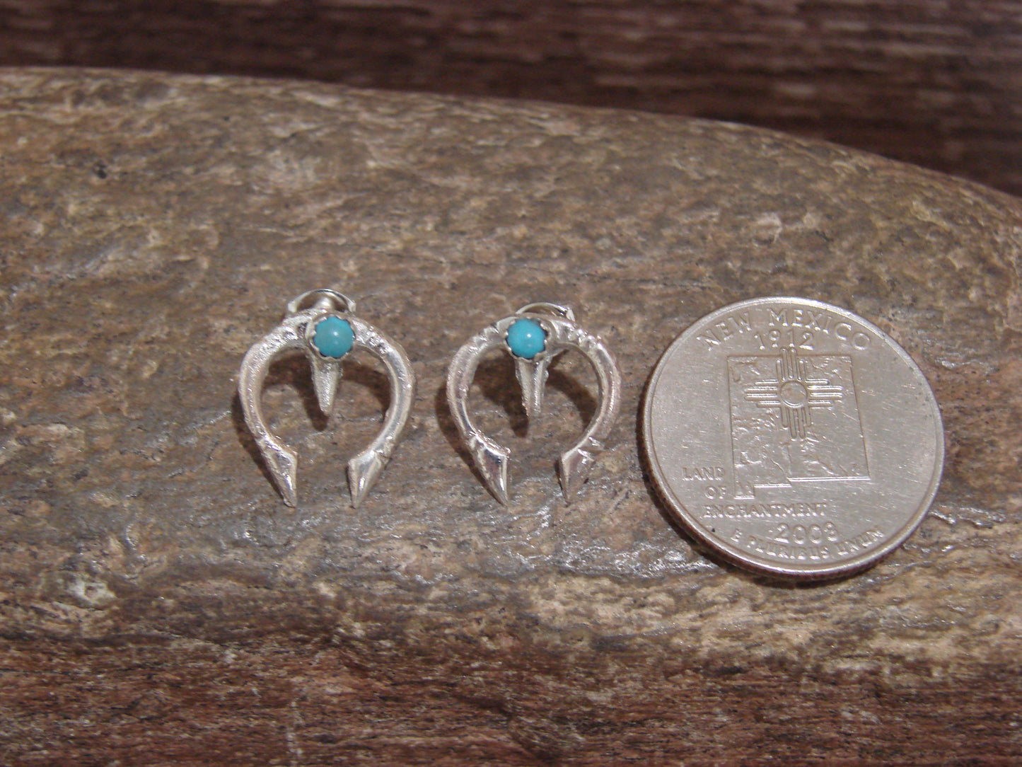 Native American Sterling Silver & Turquoise Naja Post Earrings - Bitsie