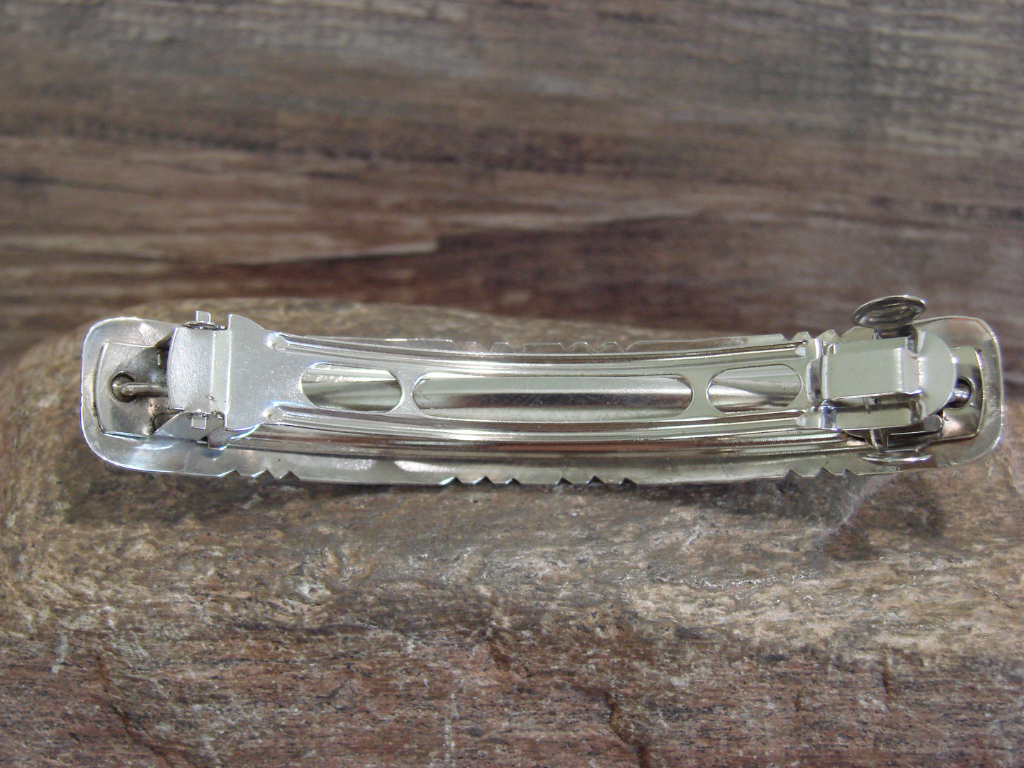 Native American Sterling Silver Turquoise & Coral Hair Barrette by Begay