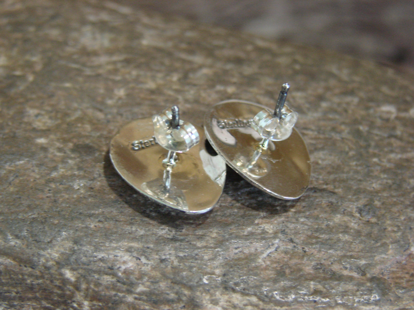 Native American Sterling Silver & Howlite Bear Paw Stud Post Earrings - Parker