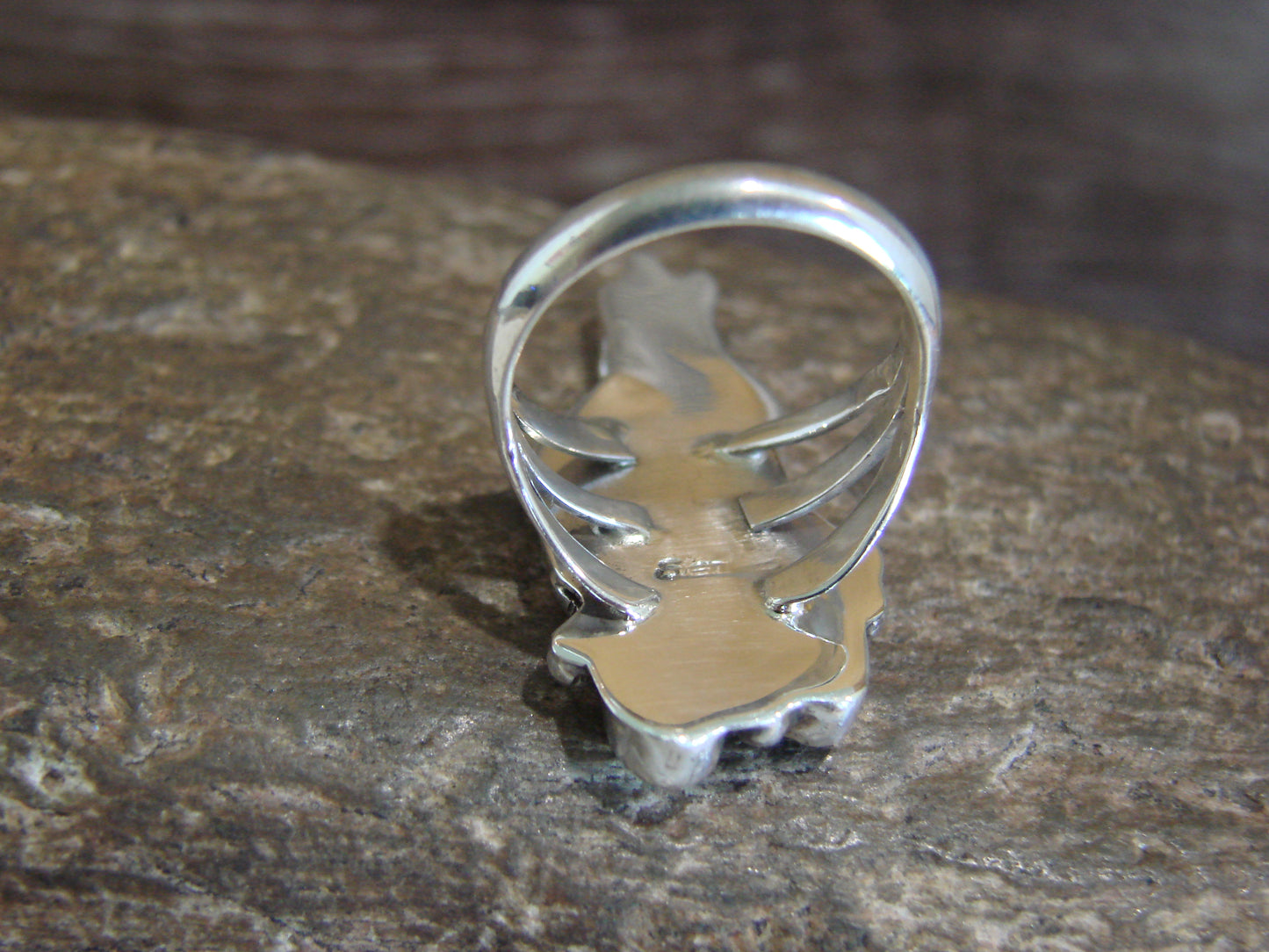 Native American Sterling Silver Turquoise Lobo Wolf Ring by Platero Size 9.5