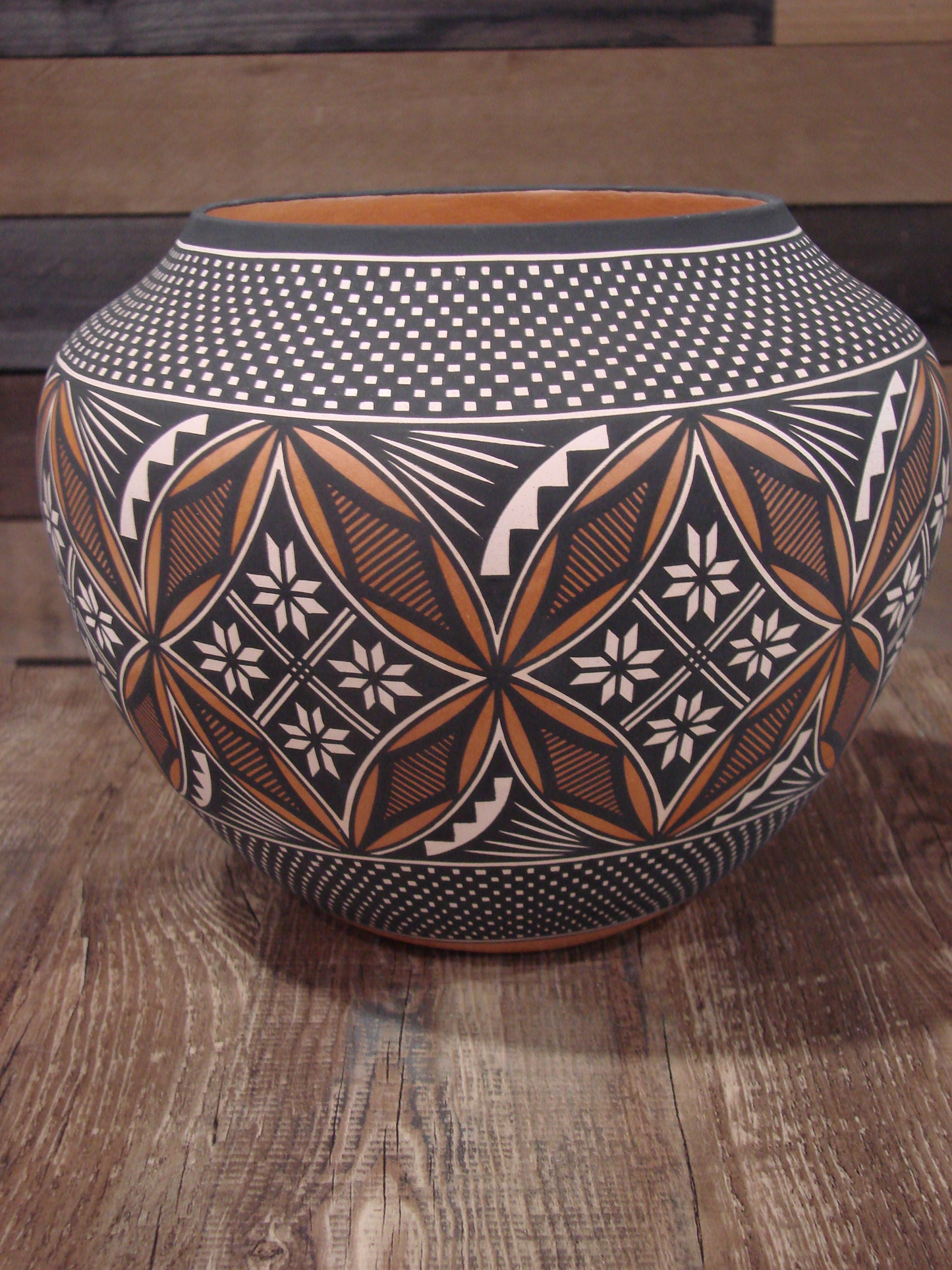 Native American Fine Line Hand Coiled Pottery by Terrance Chino Sr.